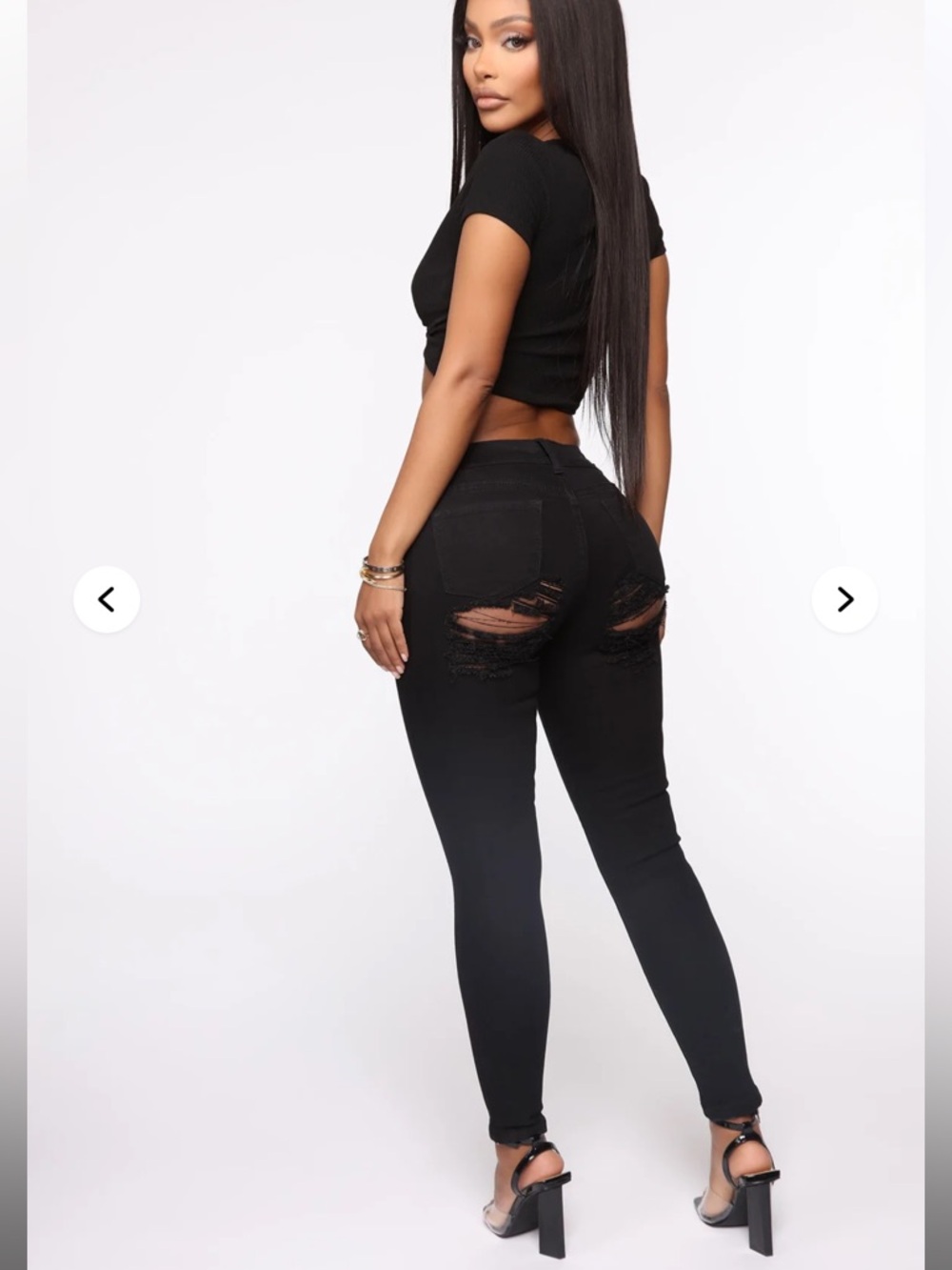 Fashion Nova Black Distressed High-Rise Skinny Jeans